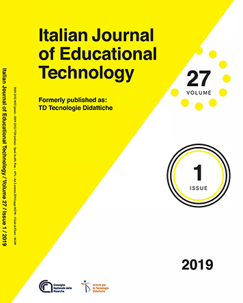 Italian Journal of Educational Technology (cover), volume 27, issue 1 (2019)